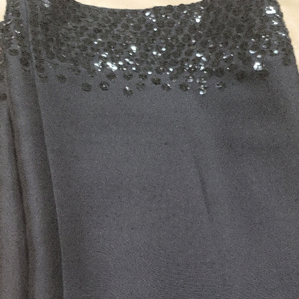 Finity 100% SilkWomen's Elegant Black Straight Leg Trousers Sequence Hem. - Picture 5 of 6